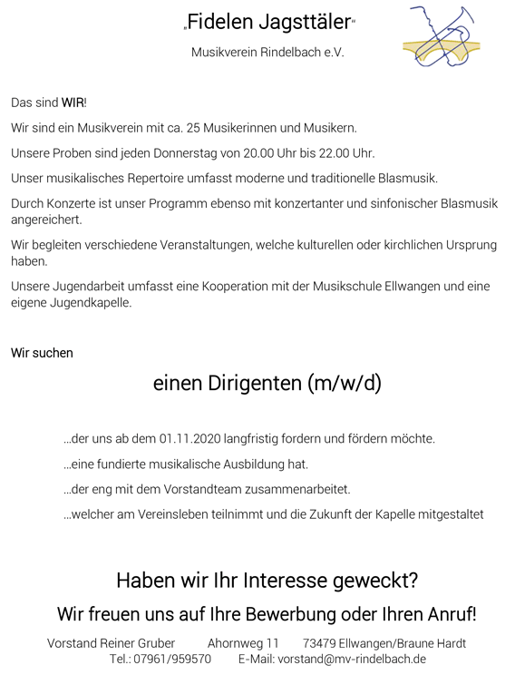 Dirigent gesucht Dirigent gesucht